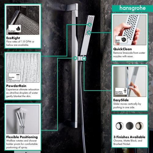 hansgrohe Pulsify E Wallbar Set 100 3Jet 24", 1.75 GPM Wayfair